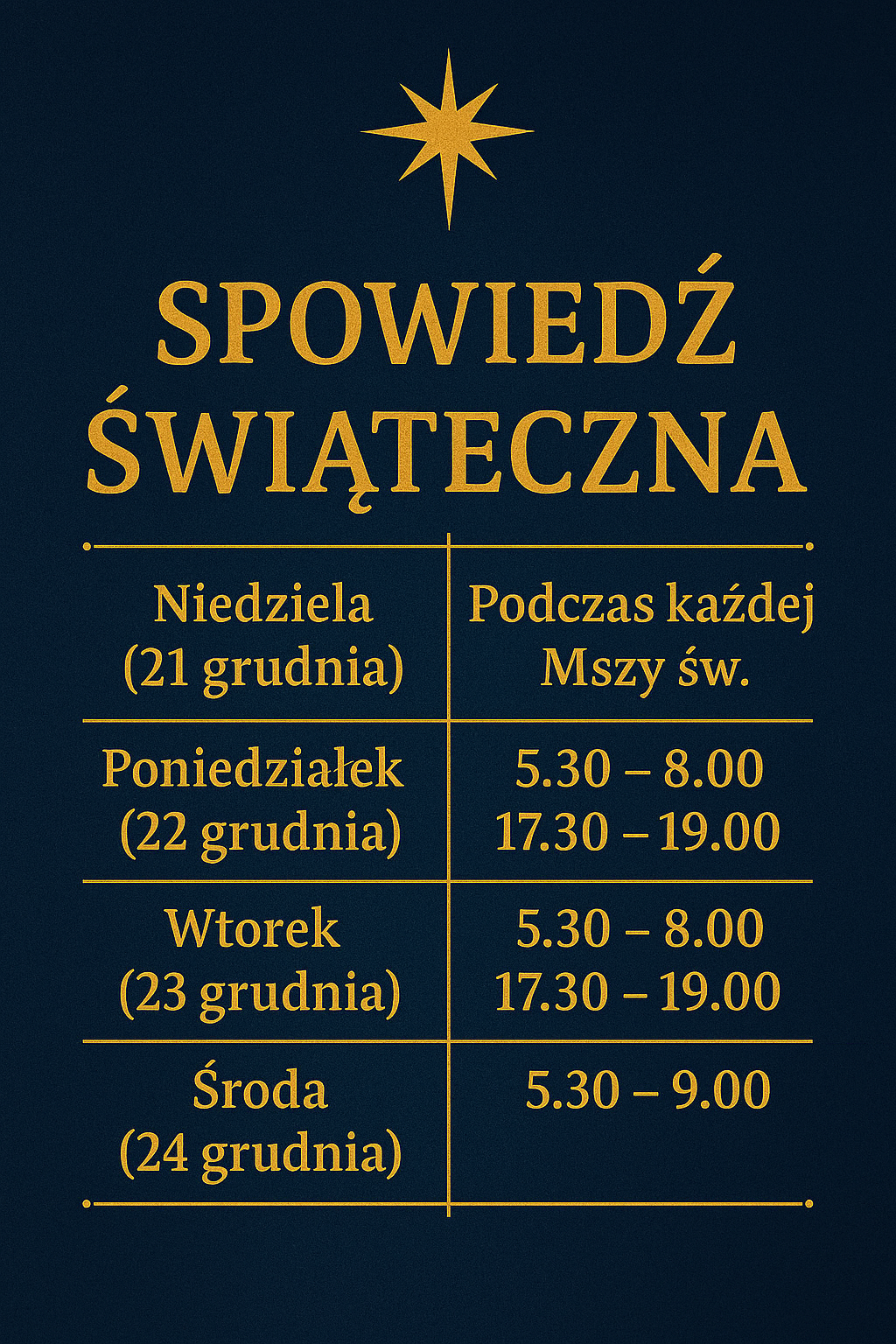 SPOWIEDŹ ŚWIĄTECZNA